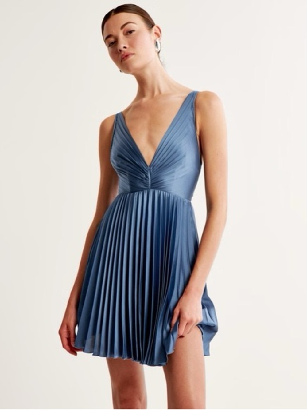 Abercrombie & Fitch Giselle Pleated Mini Dress Blue